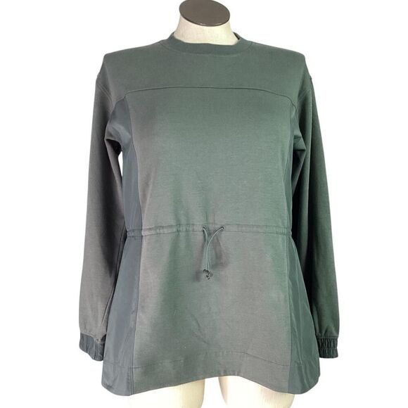 Athleta Sweatshirt Womens M Green Long Sleeve Triumph Hybrid Crewneck - Picture 1 of 11